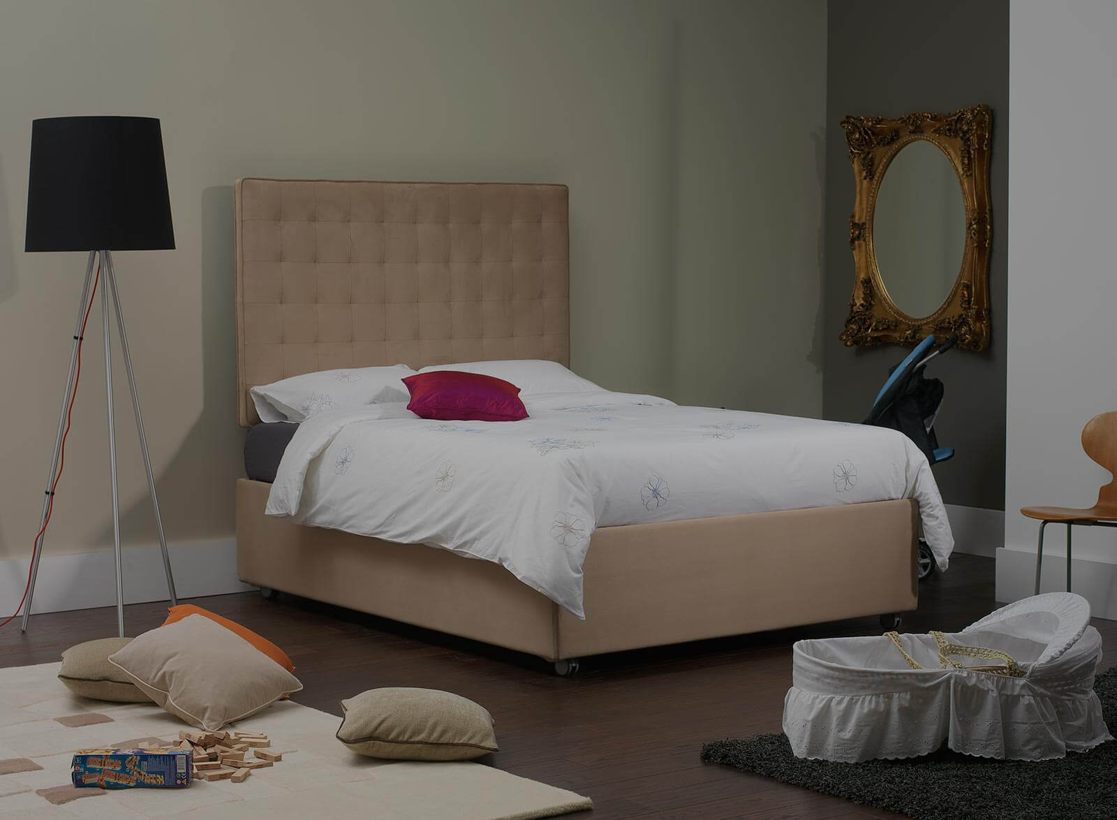 Really tall headboards like this one need to be wall mounted